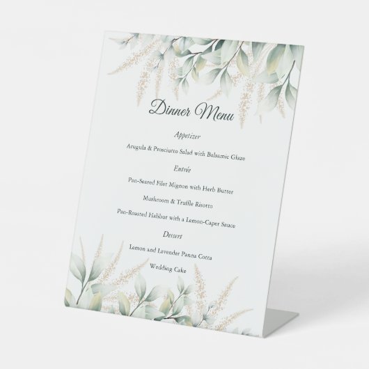 Eucalyptus Gold Greenery Wedding Reception Sockelschild (Vorderseite)