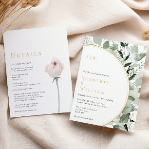 Eucalyptus Gold Moderne Monogramm-Hochzeit Alles i Einladung