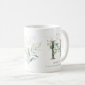 Eucalyptus Gold Monogram Initial H Greenery Chic Kaffeetasse (VorderseiteRechts)
