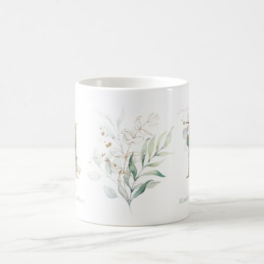 Eucalyptus Gold Monogram Initial H Greenery Chic Kaffeetasse (Mittel)