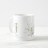 Eucalyptus Gold Monogram Initial J Greenery Chic Kaffeetasse (Vorderseite Links)