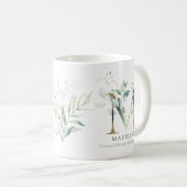Eucalyptus Gold Monogram Initial M Greenery Chic Kaffeetasse (VorderseiteRechts)
