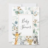 Eucalyptus Gold Safari Animals Baby Shower Einladung (Rückseite)