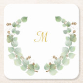 EUCALYPTUS GOLD SQUARE PAPIERUNTERSETZER RECHTECKIGER PAPPUNTERSETZER (Vorderseite)