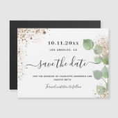 Eucalyptus gold wedding save the date magnet (Vorne/Hinten)