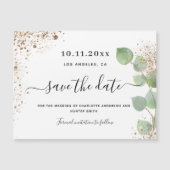 Eucalyptus gold wedding save the date magnet (Vorderseite)