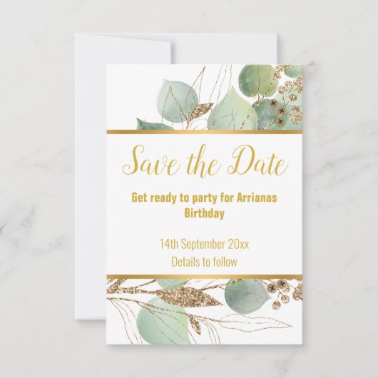 EUCALYPTUS GOLD WHITE RESPONSE RSVP CARD (Vorderseite)