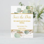 EUCALYPTUS GOLD WHITE RESPONSE RSVP CARD (Stehend Vorderseite)