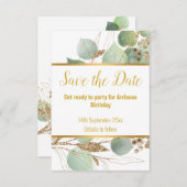 EUCALYPTUS GOLD WHITE RESPONSE RSVP CARD (Vorne/Hinten)