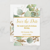 EUCALYPTUS GOLD WHITE RESPONSE UAWG 2 CARD RSVP KARTE (Vorne/Hinten)