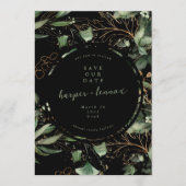 Eucalyptus Golden Boho Elegant Onyx Pampas Black Save The Date (Vorderseite)