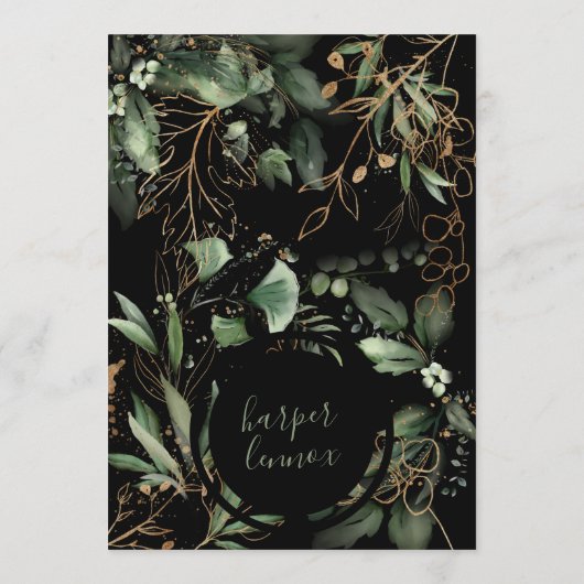 Eucalyptus Golden Boho Elegant Onyx Pampas Black Save The Date (Rückseite)