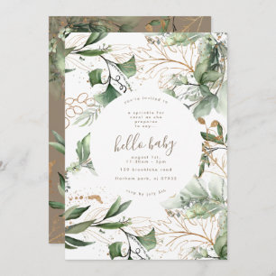 Eucalyptus Golden Boho Moderne blühende Kinderdusc Einladung