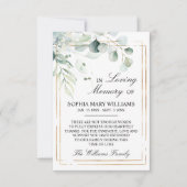 Eucalyptus Green Blätter Beileid Memory Vielen Dan Dankeskarte (Vorderseite)