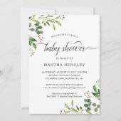 Eucalyptus Green Blätter Nature Look Baby Shower Einladung (Vorderseite)
