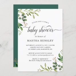 Eucalyptus Green Blätter Nature Look Baby Shower Einladung
