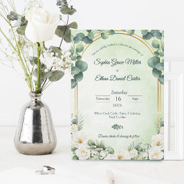 Eucalyptus Green Botanical Sage Floral wedding Einladung