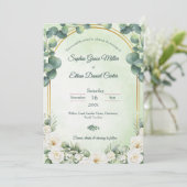 Eucalyptus Green Botanical Sage Floral wedding Einladung (Stehend Vorderseite)