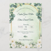 Eucalyptus Green Botanical Wedding Invitation Einladung (Vorderseite)