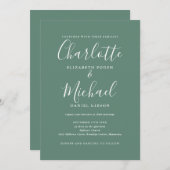 Eucalyptus Green Elegant Moderner QR Code Hochzeit Einladung (Vorne/Hinten)