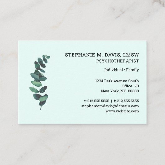 Eucalyptus Green Euro Business Card Visitenkarte (Vorderseite)