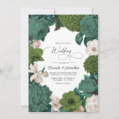 Eucalyptus Green, Fern Olive & Cream Line Wedding Einladung (Vorderseite)