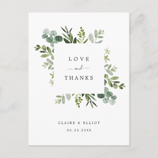 Eucalyptus Green Foliage Vielen Dank Postkarte (Vorderseite)