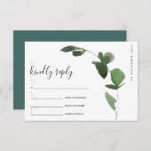 EUCALYPTUS GREEN FOLIAGE WATERCOLOR WEDD RSVP BEGLEITKARTE (Vorne/Hinten)
