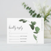 EUCALYPTUS GREEN FOLIAGE WATERCOLOR WEDD RSVP BEGLEITKARTE (Stehend Vorderseite)