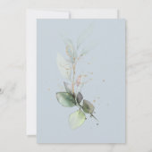 Eucalyptus Green Gold Dusty Blue Brautparty Einladung (Rückseite)