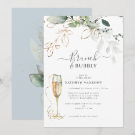 Eucalyptus Green Gold Dusty Blue Brautparty Einladung
