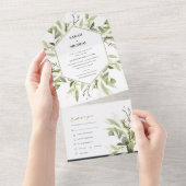 EUCALYPTUS GREEN GOLD FOLIAGE HEXAGONAL WEDD ALL IN ONE EINLADUNG (Abreißen)