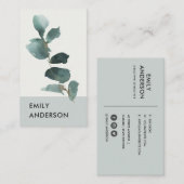 EUCALYPTUS GREEN GRAY FOLIAGE BRANCH WATERCOLOR VISITENKARTE (Vorne/Hinten)