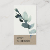 EUCALYPTUS GREEN KRAFT FOLIAGE BRANCH WATERCOLOR VISITENKARTE (Vorderseite)