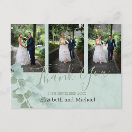 Eucalyptus Green Marble Elegant Wedding Vielen Dan Postkarte (Vorderseite)