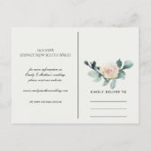 EUCALYPTUS GREEN NAVY FOLIAGE WREATH SAVE THE DATE ANKÜNDIGUNGSPOSTKARTE (Rückseite)