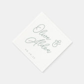 Eucalyptus Green | Oversized Script Names Wedding Serviette (Ecke)