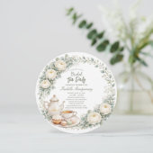 Eucalyptus Green Palette Tea Party Bridal Shower Einladung (Stehend Vorderseite)
