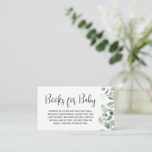 Eucalyptus Greenerenery Baby Shower Books for Baby Begleitkarte (Stehend Vorderseite)