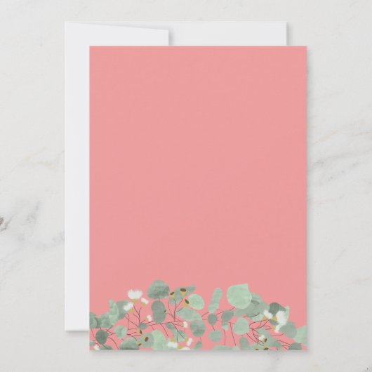 Eucalyptus Greenery Baby Girl Pink Baby Dusche Einladung (Rückseite)