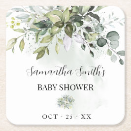 Eucalyptus Greenery Baby Shower Rechteckiger Pappuntersetzer