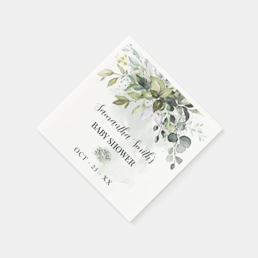 Eucalyptus Greenery Baby Shower Serviette (Ecke)