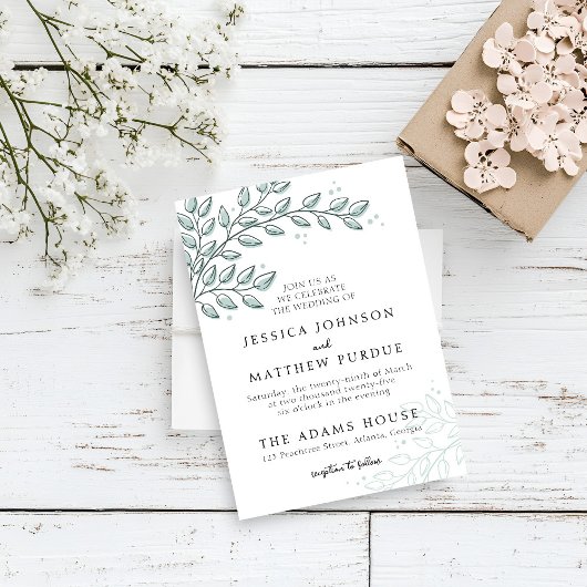 Eucalyptus Greenery Boho Elegant Wedding Einladung