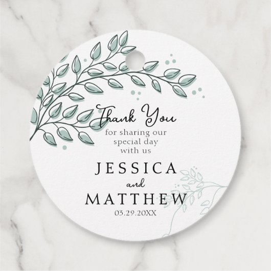 Eucalyptus Greenery Boho Elegant Wedding Geschenkanhänger (Rückseite)