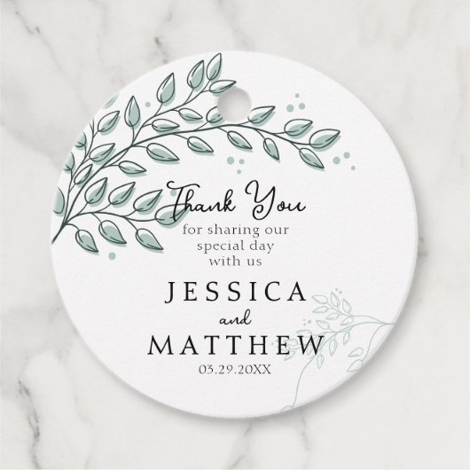 Eucalyptus Greenery Boho Elegant Wedding Geschenkanhänger (Vorderseite)