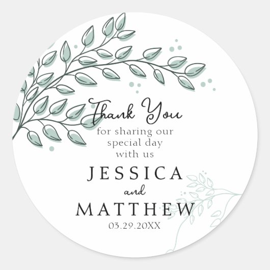 Eucalyptus Greenery Boho Elegant Wedding Runder Aufkleber (Vorderseite)