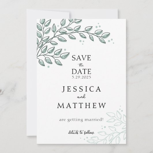 Eucalyptus Greenery Boho Elegant Wedding Save The Date (Vorderseite)