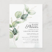 Eucalyptus Greenery Boy Baby Shower Einladungspostkarte (Vorderseite)