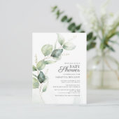 Eucalyptus Greenery Boy Baby Shower Einladungspostkarte (Stehend Vorderseite)