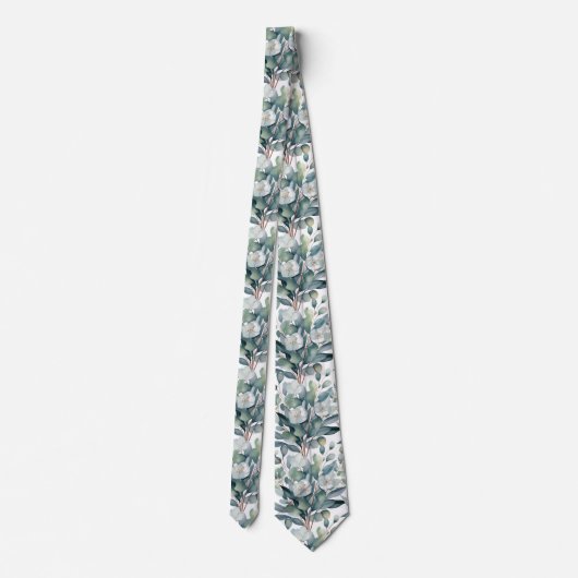 Eucalyptus Greenery Classic Formal Floral Neck Tie Krawatte (Rückseite)